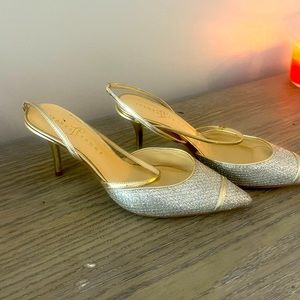 Ivanka Trump silver and gold heels